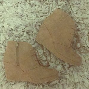 Light Brown suede wedge booties